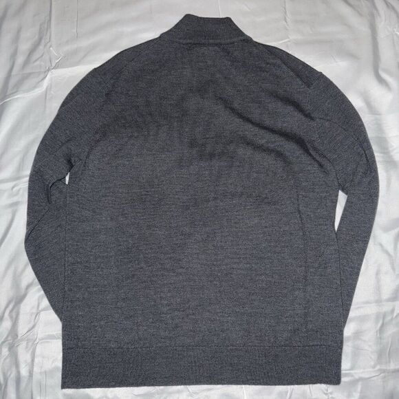 Untuckit 1/4 Zip Sweater Mens Gray Extra Fine Merino Will Pullover Mens Size L - Picture 5 of 5